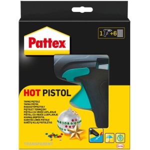 Pattex Hot Pistol Heißklebepistole mit 6 Klebesticks, ideal zum Basteln und Reparieren.
