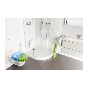 Sanilo WC-Sitz Alpen mit Absenkautomatik, Holz Toilettendeckel mit Bergmotiv.