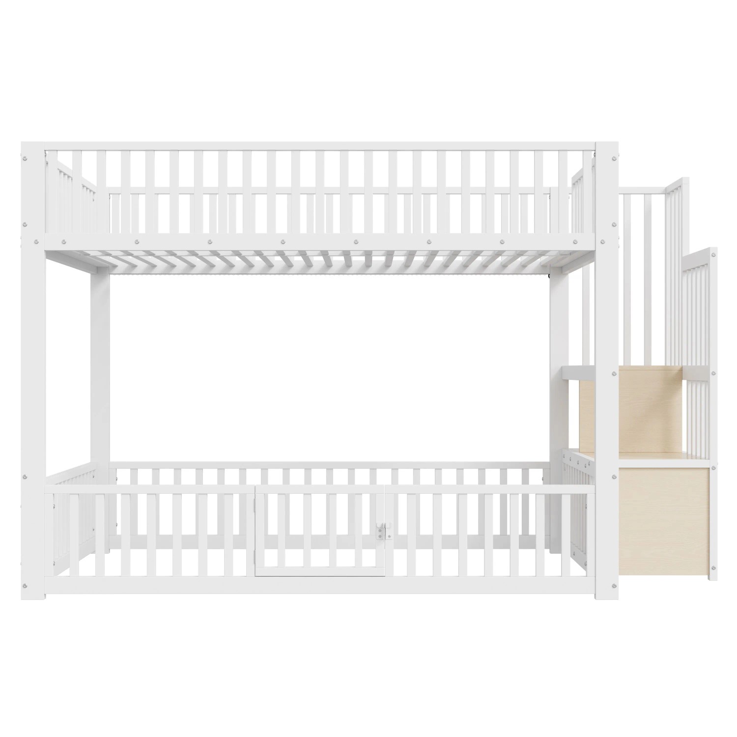 Merax Etagenbett 140x200 cm Mit Stauraumleiter LED Weiß