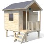 Soulet Kinderspielhaus Kangourou+ aus Holz mit Terrasse und Treppe.