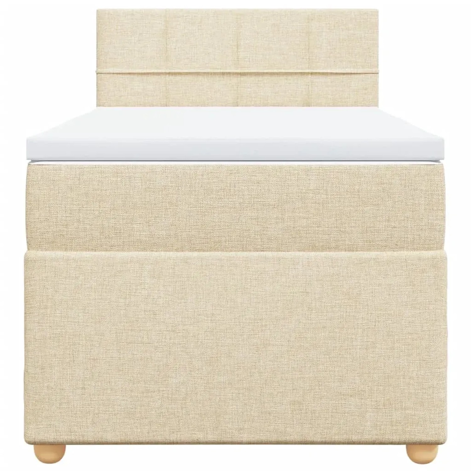 Cremefarbenes Boxspringbett 80x200 cm mit Matratze und Kopfteil.