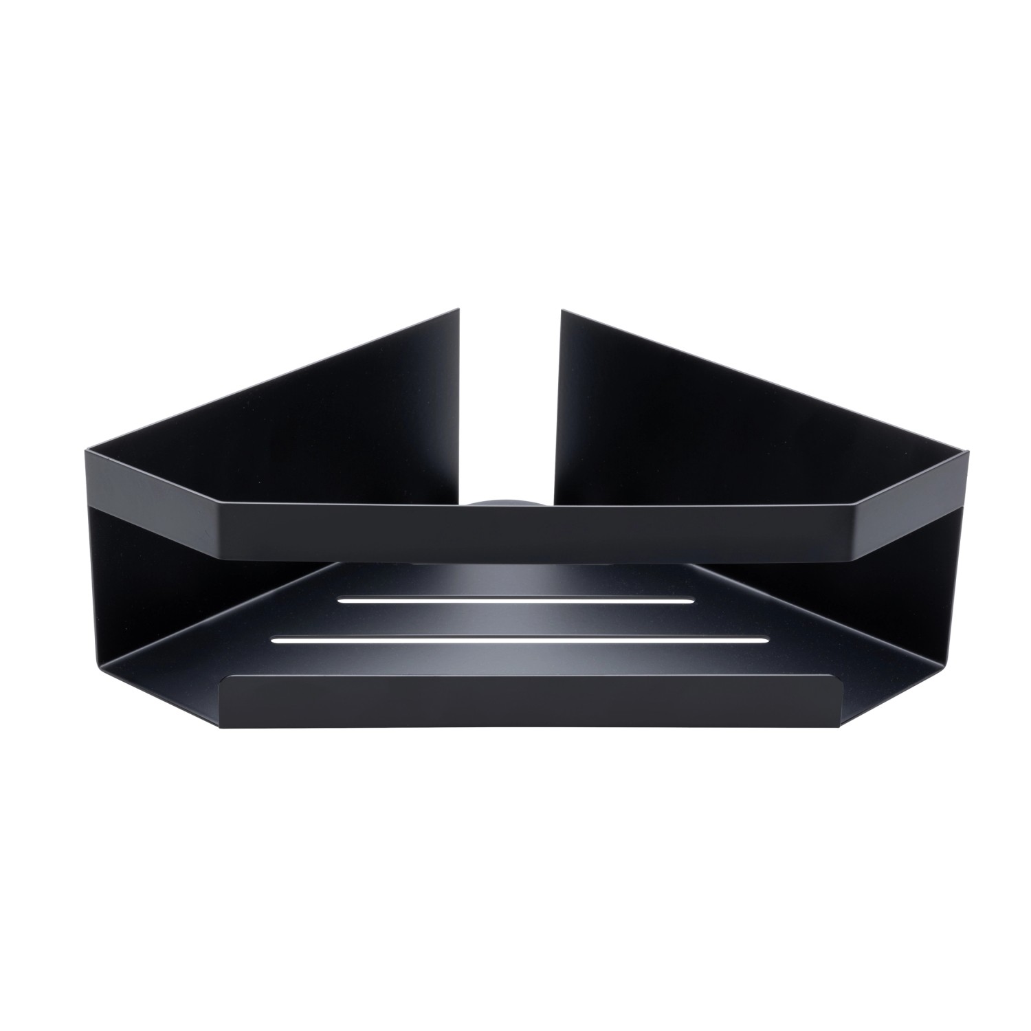 Schwarze Schöner Wohnen Eckablage Meleto aus Edelstahl für Bad und Dusche.