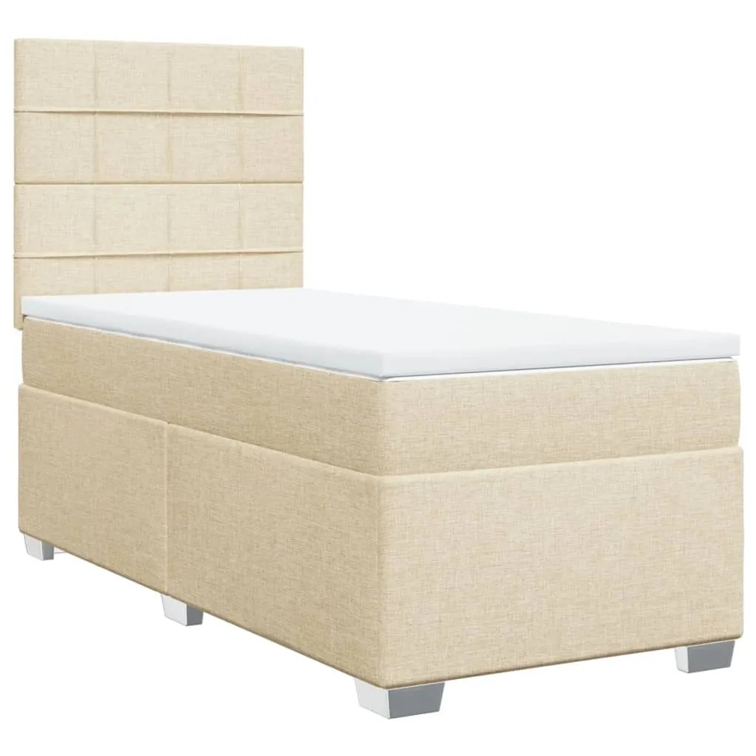 vidaXL Boxspringbett mit Matratze Creme 90x190 cm Stoff 3292648