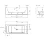 Technische Zeichnung Ottofond Whirlpool-Komplettset Spirit 180x80 cm, Maße und Details.