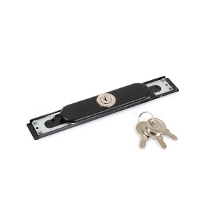 Schwarzes Avosdim Rollladenschloss mit 3 Schlüsseln für die Schließleiste.