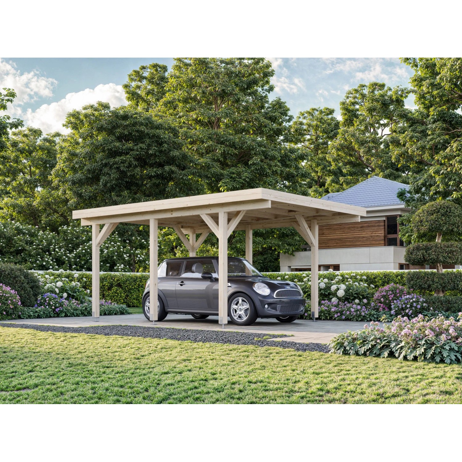 Palmako Carport Karl 315 x 372 cm Lackiert Dunkelgrau FSC® günstig online kaufen