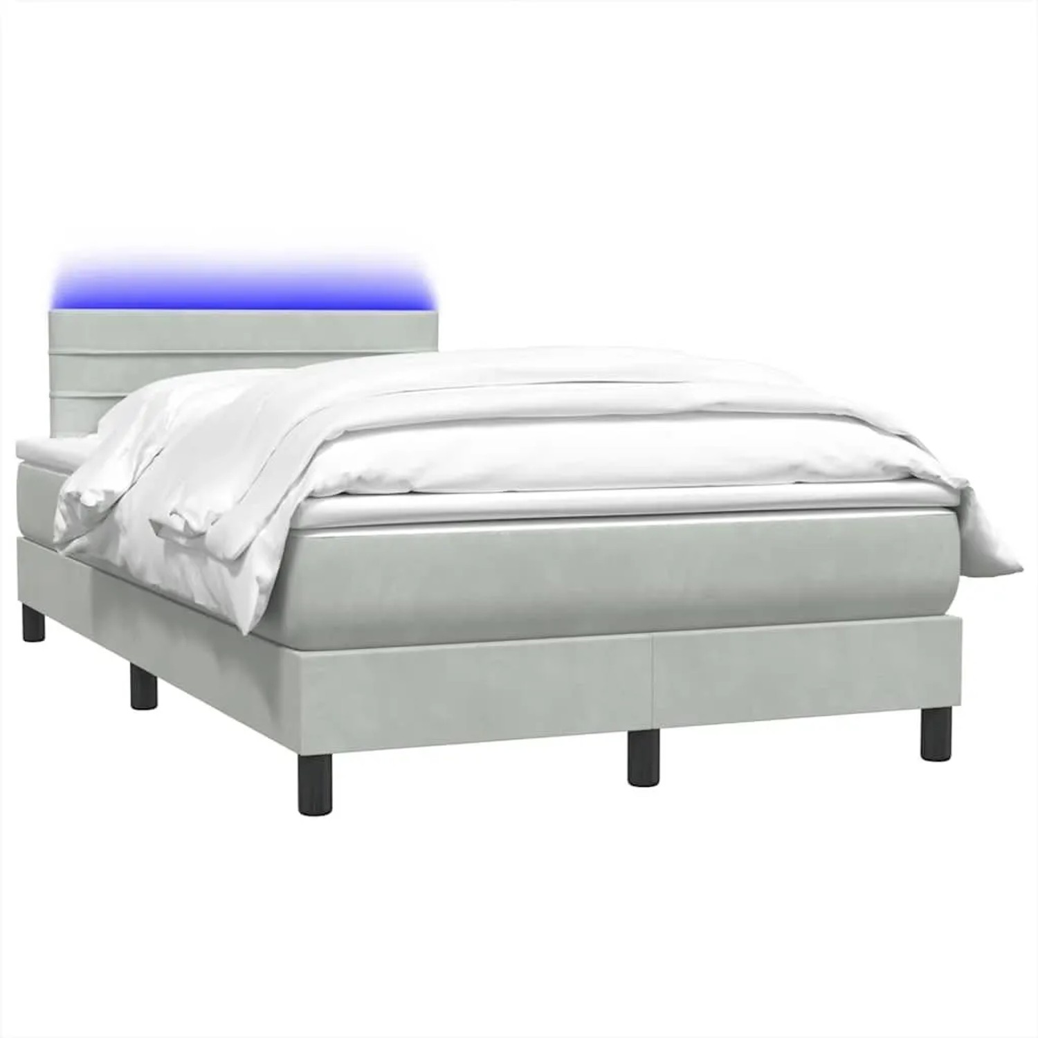 vidaXL Boxspringbett mit Matratze & LED Hellgrau 120x210 cm Samt 3316971