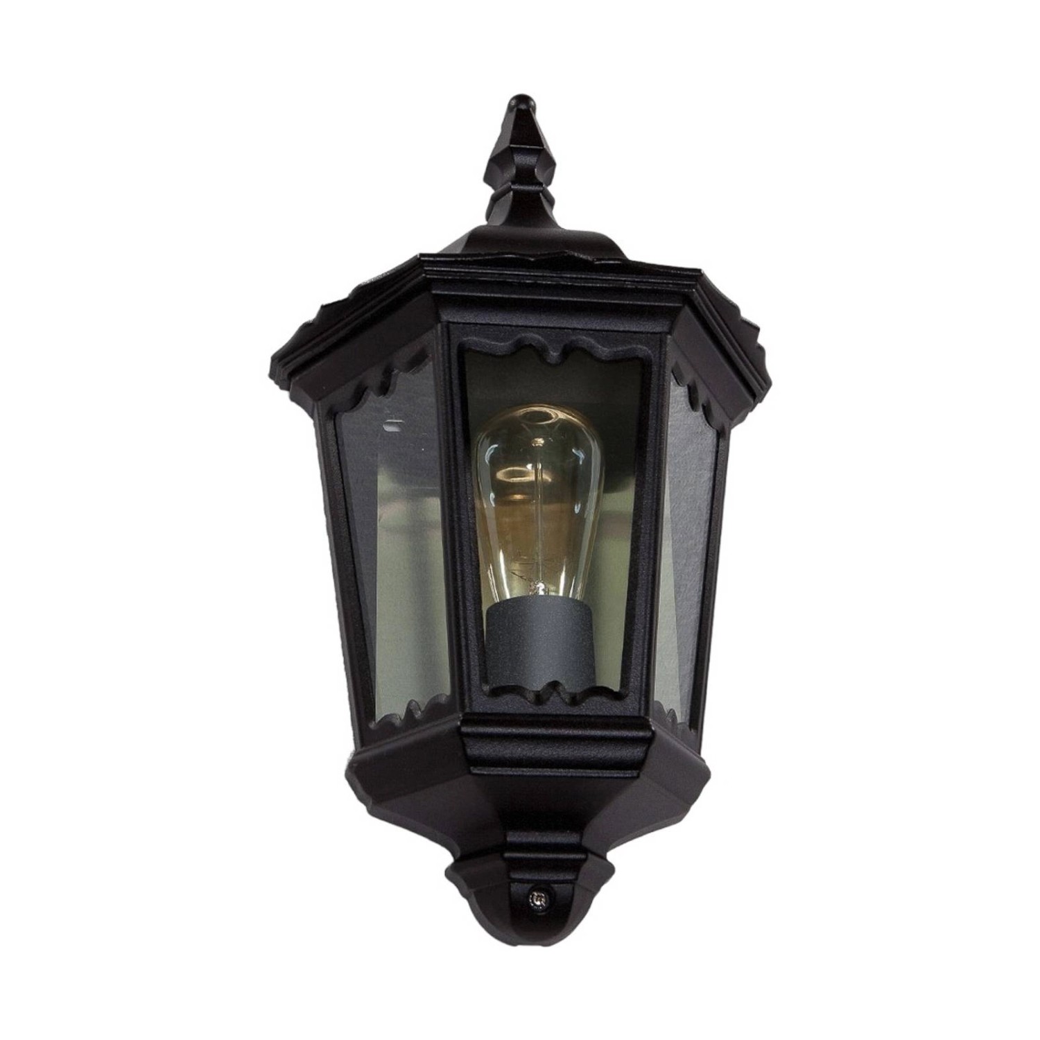 Lindby Wandleuchte Außen Lieva 9611013 Spritzwassergeschützt Retro Vintage Antik in Schwarz aus Aluminium 1-flammig E27