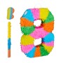 Bunte Pinata Zahl 8 aus Papier mit Fransen, inklusive Schlagstock und Augenmaske für Geburtstagspartys.
