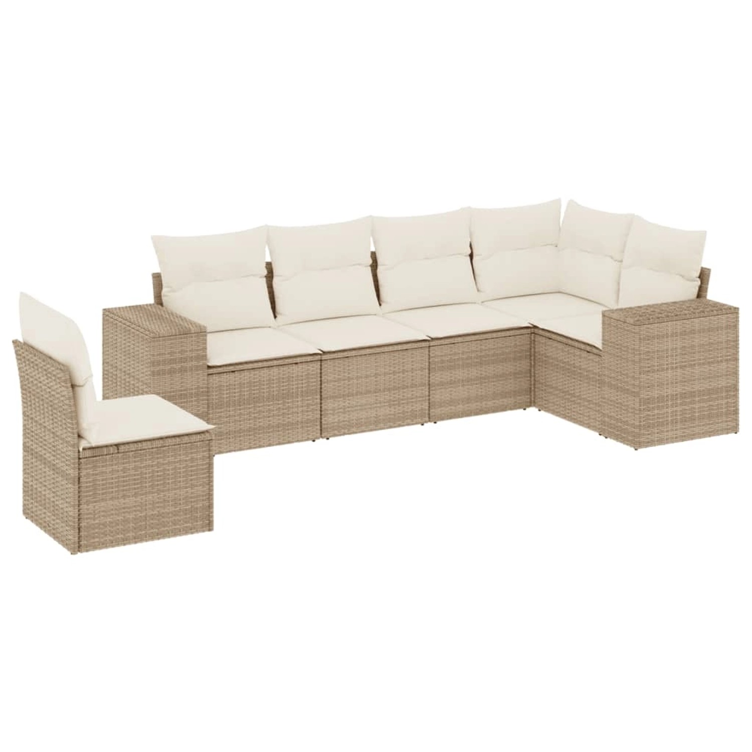 vidaXL 6-Tlg Garten-Sofagarnitur mit Kissen Beige Poly Rattan 3254965 günstig online kaufen