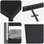 vidaXL Garten Essgruppe, 5-tlg., schwarz, Poly Rattan, Details von Tischplatte, Gestell und Stuhl.