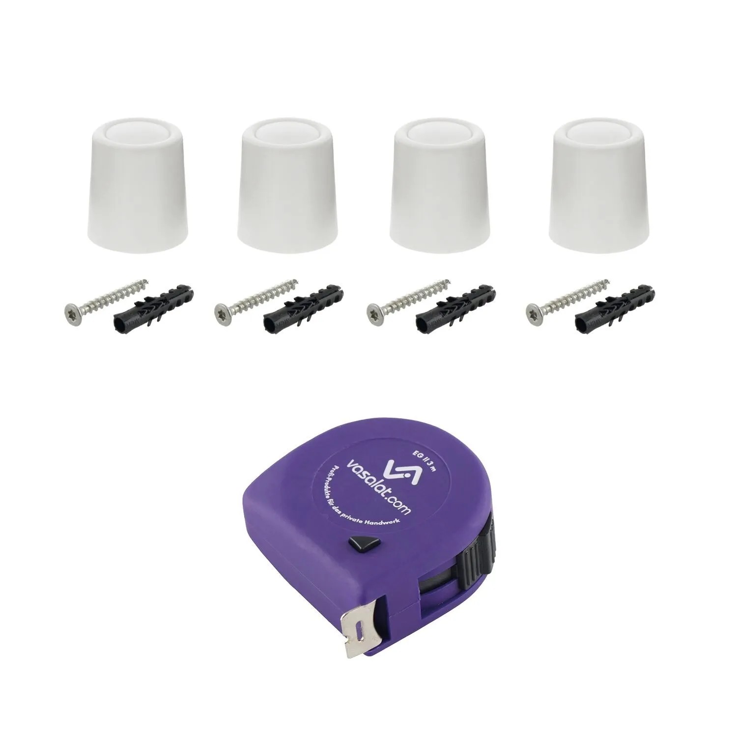 vasalat Set Türstopper Boden & Wand zum Schrauben Ø 25 mm H 30 mm Weiß