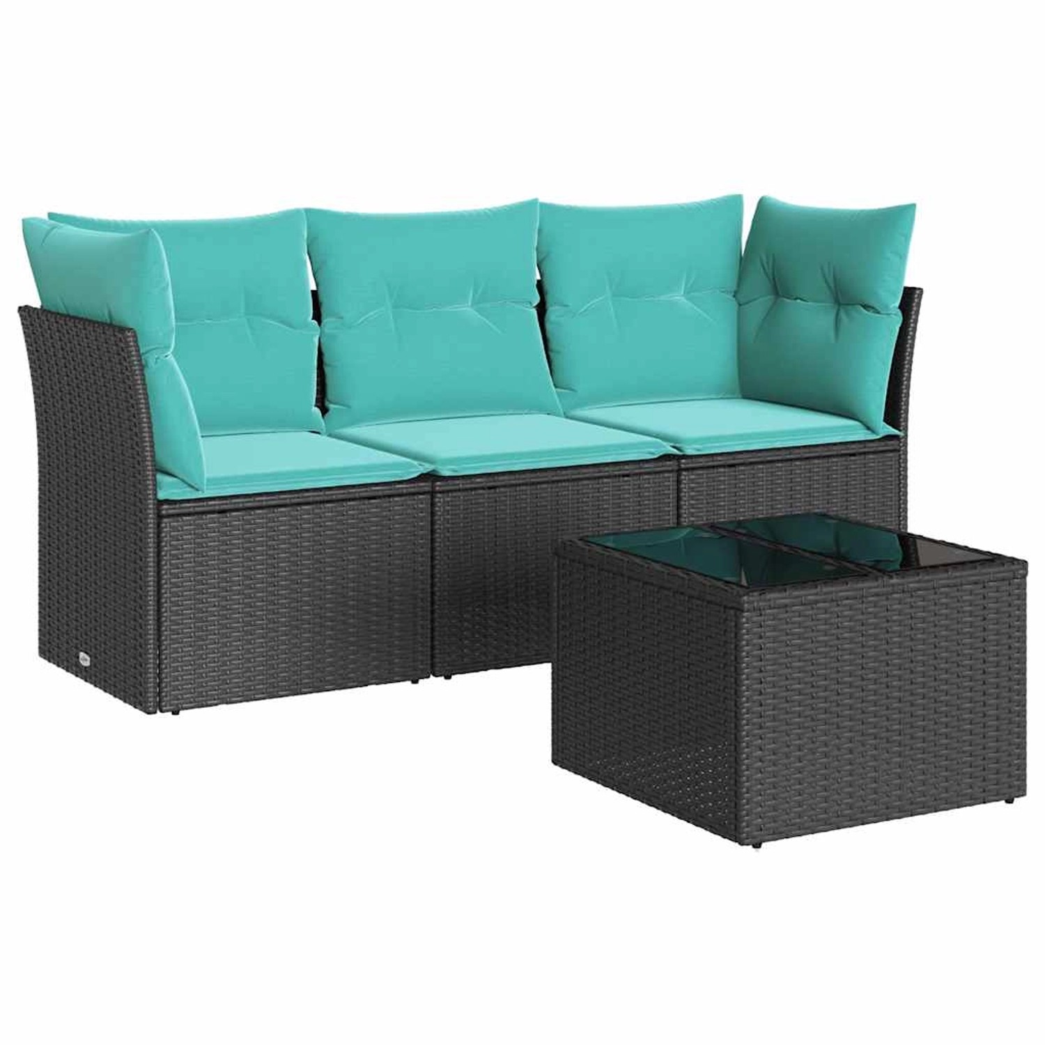 vidaXL 4-Tlg Garten-Sofagarnitur mit Kissen Schwarz Poly Rattan 3217217 günstig online kaufen