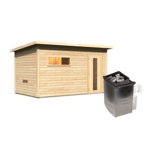 Chillroi 38mm Saunahaus Melo 6 Inklusive Ofen 9kW Integrierte Steuerung Hellbraun