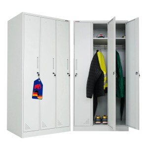 PROREGAL Spindschrank ELEPHANT mit 3 Abteilen, abschließbar, lichtgrau. Metallschrank mit Kleiderstange.