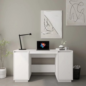 vidaXL Schreibtisch Weiß 140x50x75 cm Massivholz Kiefer 814325