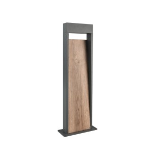Moderne LED Wegeleuchte Salmon in Holzoptik und Anthrazit, 60 cm hoch.