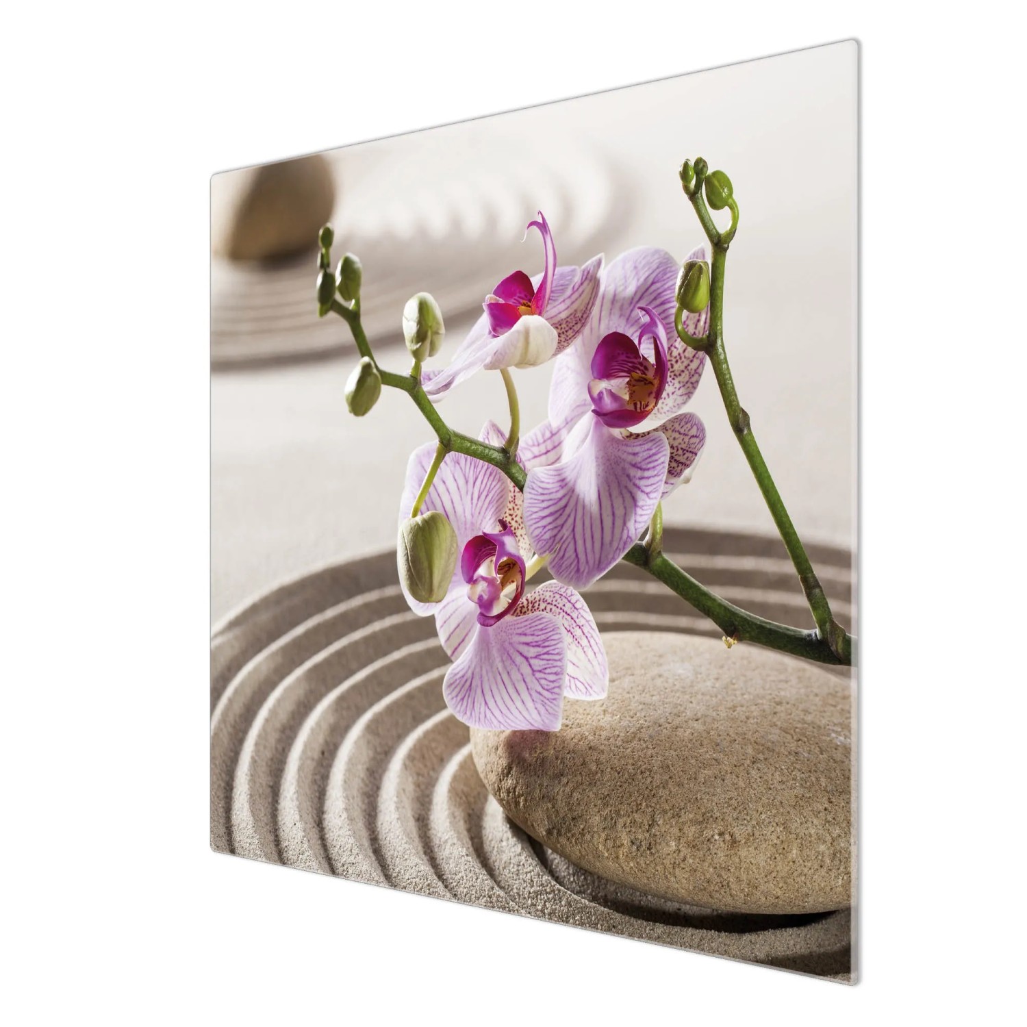 Banjado Herdabdeckplatte Glas mit Zen Relax Motiv, 60x52cm, als Schneidebrett und Spritzschutz nutzbar.