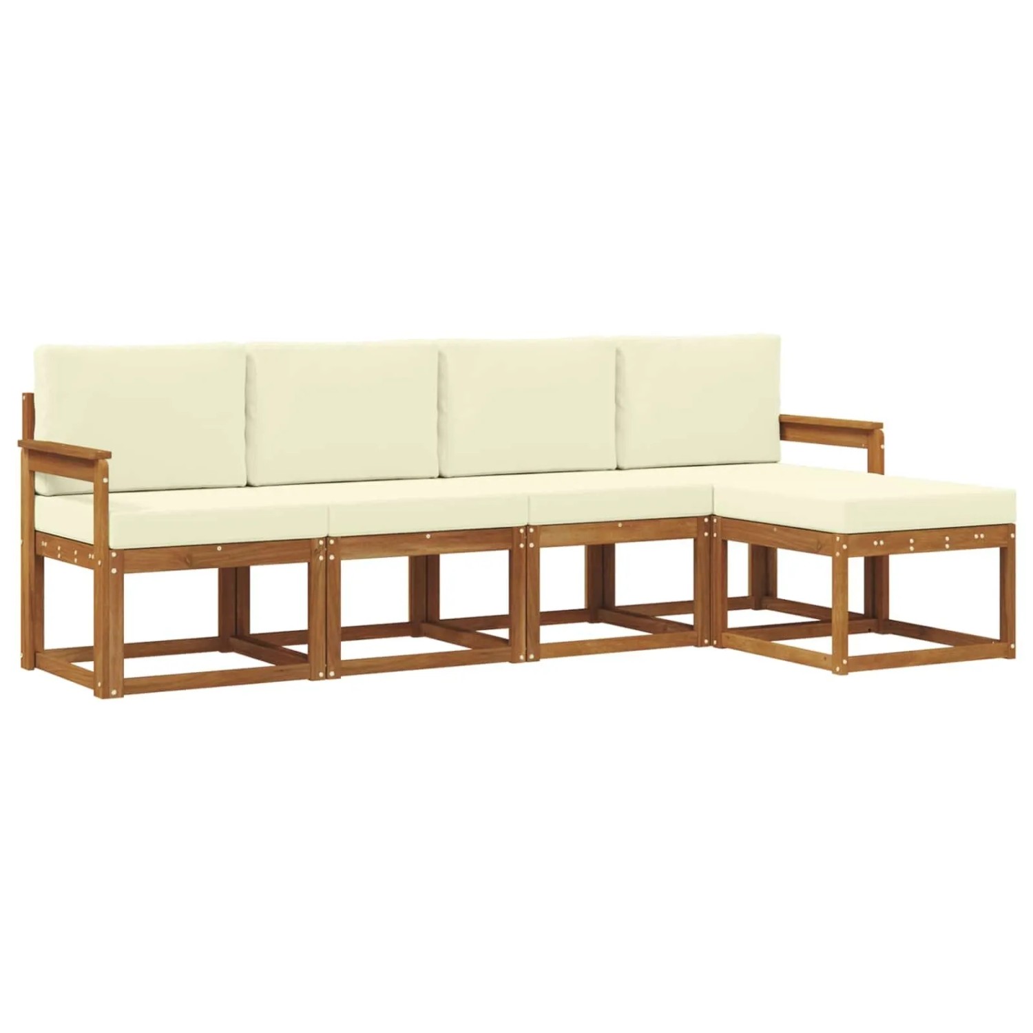 vidaXL Outdoor-Sofagarnitur 5 Stk Natur und Creme Massivholz Akazie 3366243