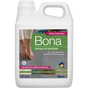 Bona Reiniger Nachfüllkanister 2,5 l für Stein, Fliesen & Laminat. Reinigt streifenfrei und trocknet schnell.