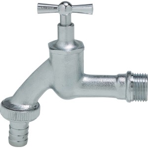 Matt verchromter Wasserhahn 21 mm (R 1/2) AG für Anschlüsse & Kupplungen.