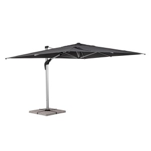 Grauer Bizzotto Ampelschirm Aries, 273x400x300 cm, mit Aluminiumarm und Windkamin.