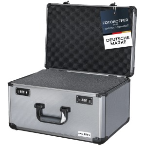 HMF 14412-02 Alu Fotokoffer Miniaturenkoffer Rasterschaumstoff 46 x 33 x 26 cm