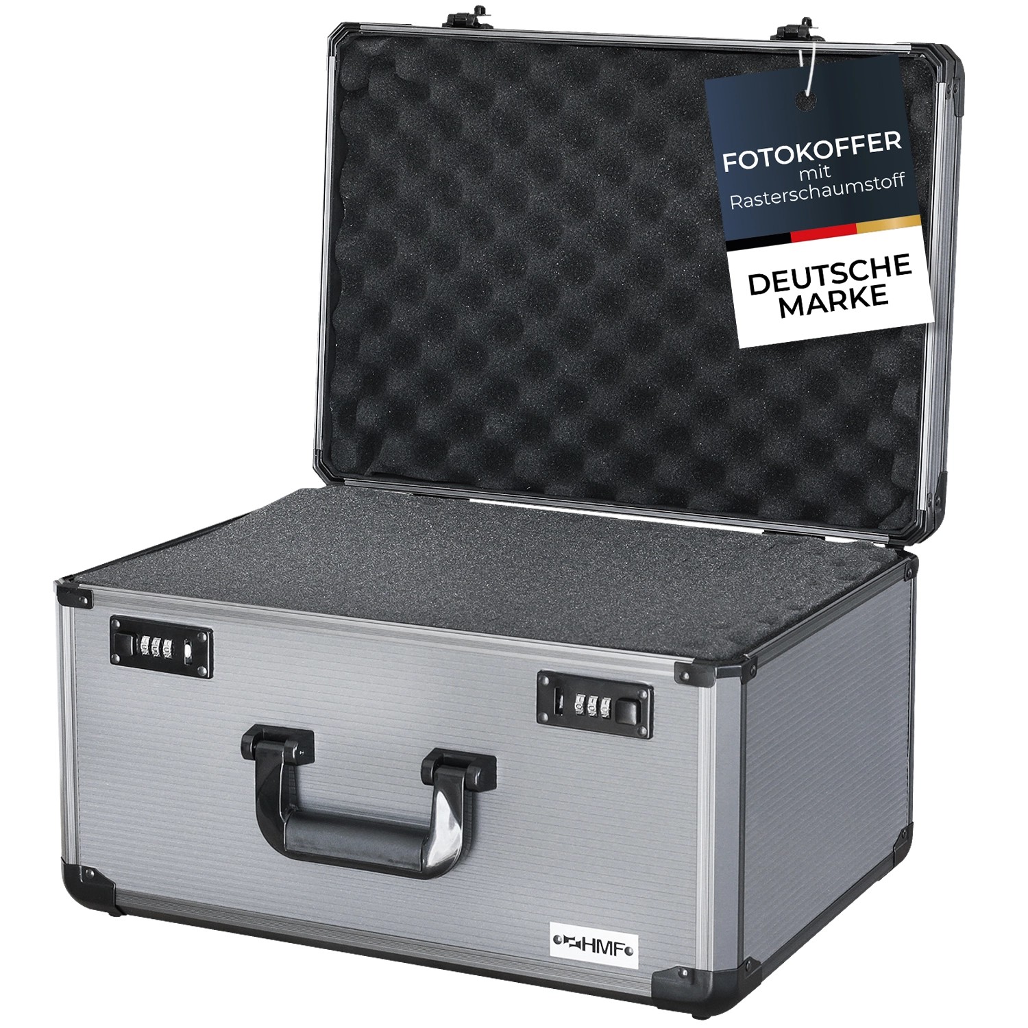 HMF 14412-02 Alu Fotokoffer Miniaturenkoffer Rasterschaumstoff 46 x 33 x 26 cm