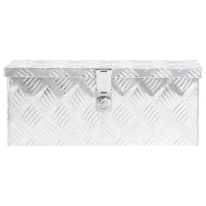 DELUKE Aluminiumbox Mit Deckel Abschließbar Alubox Deichselbox Alu Anhängerbox Werkzeugkiste Transportbox Metallkiste 50x15x20,5cm Silber