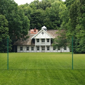 vidaXL Maschendrahtzaun mit Pfosten Stahl 25 x 1,5 m Grün 144611