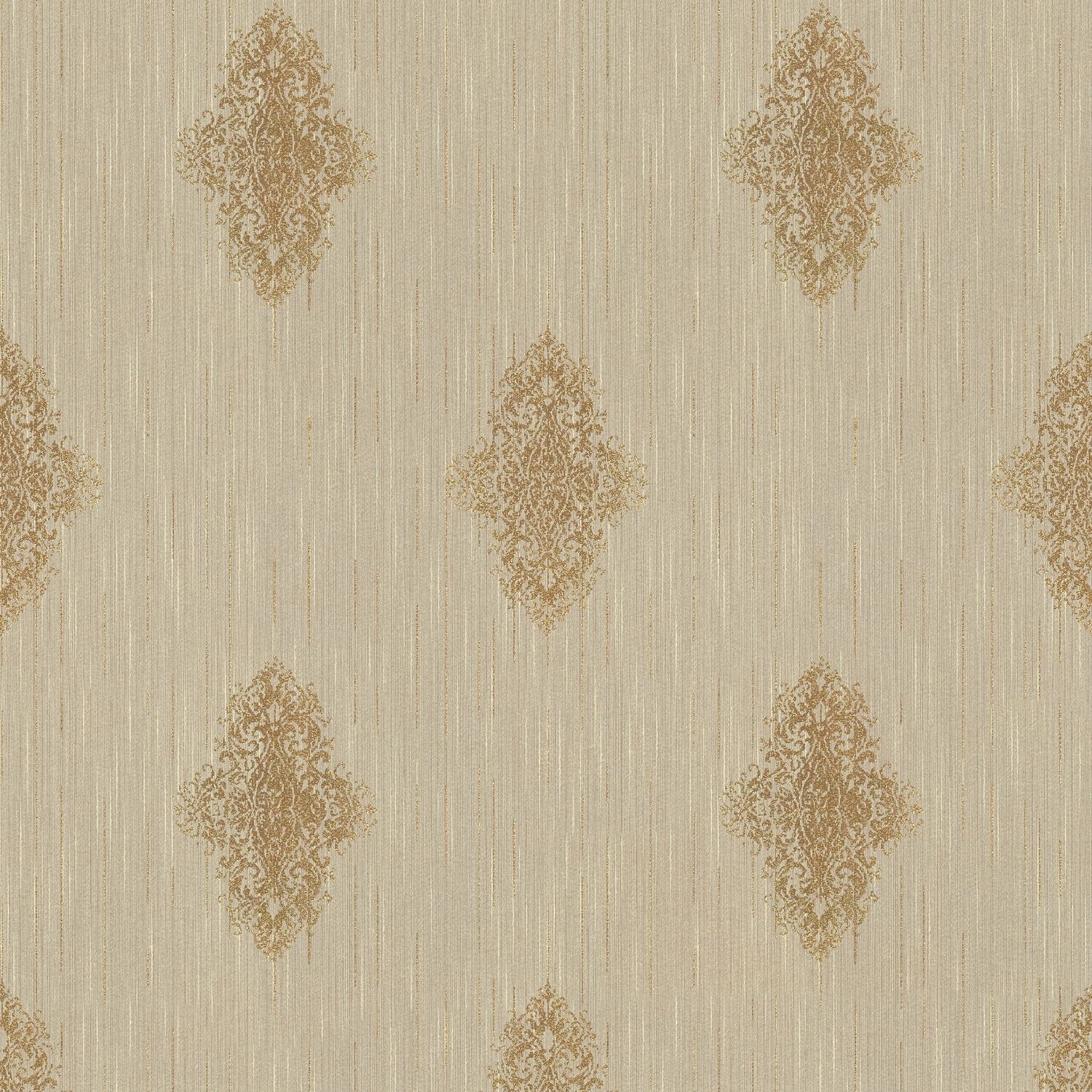 PROFHOME 319463-GU Barock Tapete Ornament Matt Beige Bronze 0,53 m x 10,05 günstig online kaufen