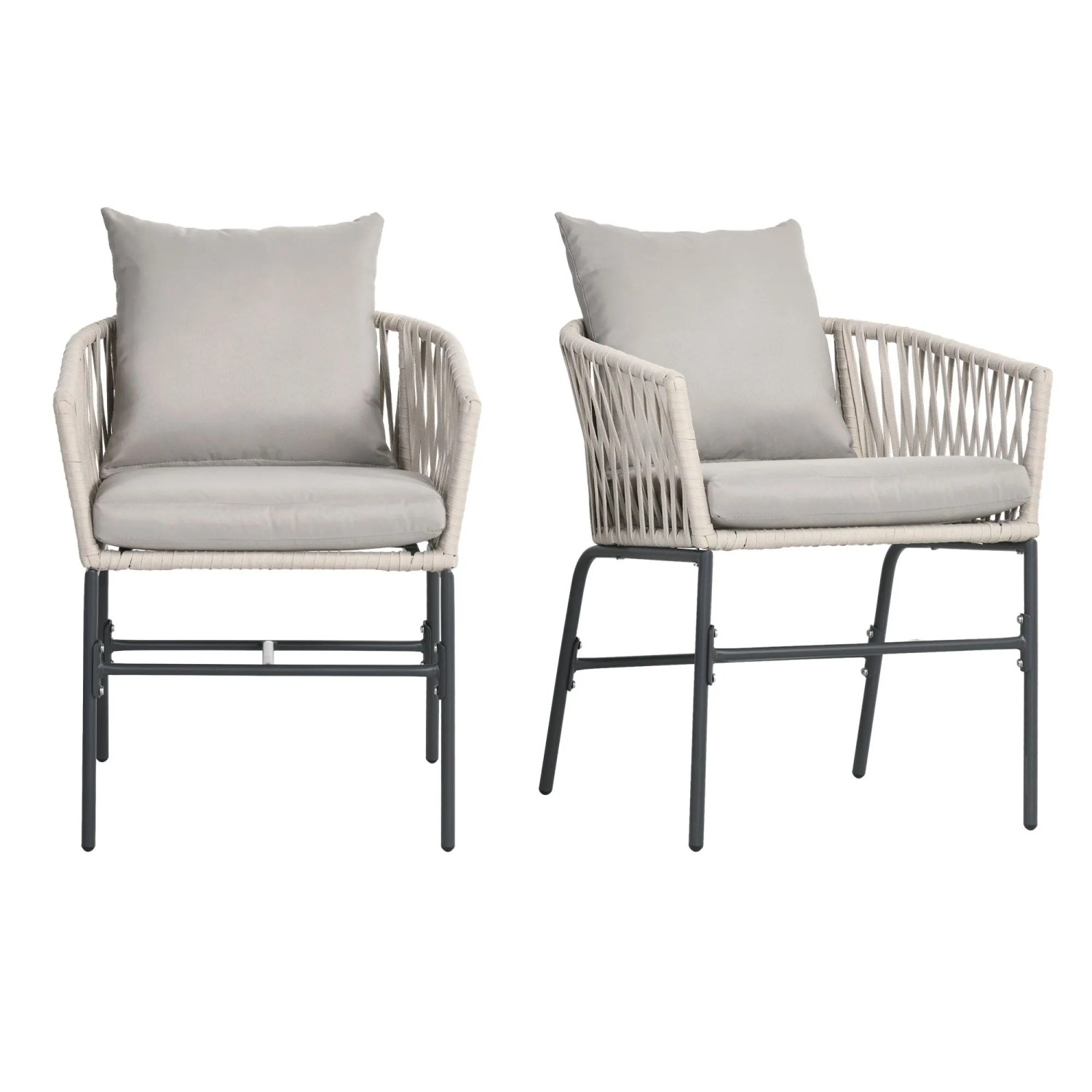 Furnicato Terrassenstuhl 2er Set  Boho  Bequeme Sitzschale  Beige