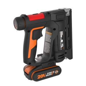 Worx Akku-Tacker WX843 mit Akku, schwarz und orange. Ideal zum Tackern und Nageln.
