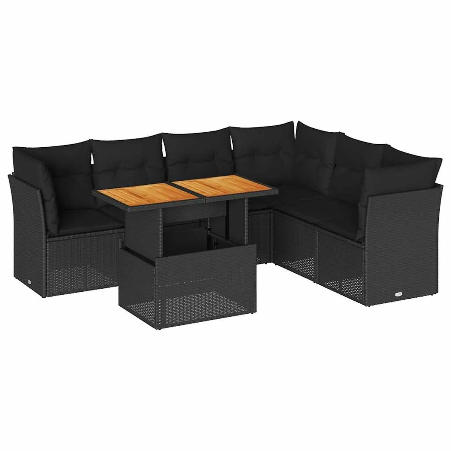 vidaXL 7-Tlg Garten-Sofagarnitur mit Kissen Schwarz Poly Rattan 3326932 günstig online kaufen