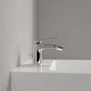 Villeroy & Boch Oasis Bidetarmatur Einhebelmischer mit Zugstange Keramikkartusche Wassersparend Auslaufhöhe 73mm Chrom