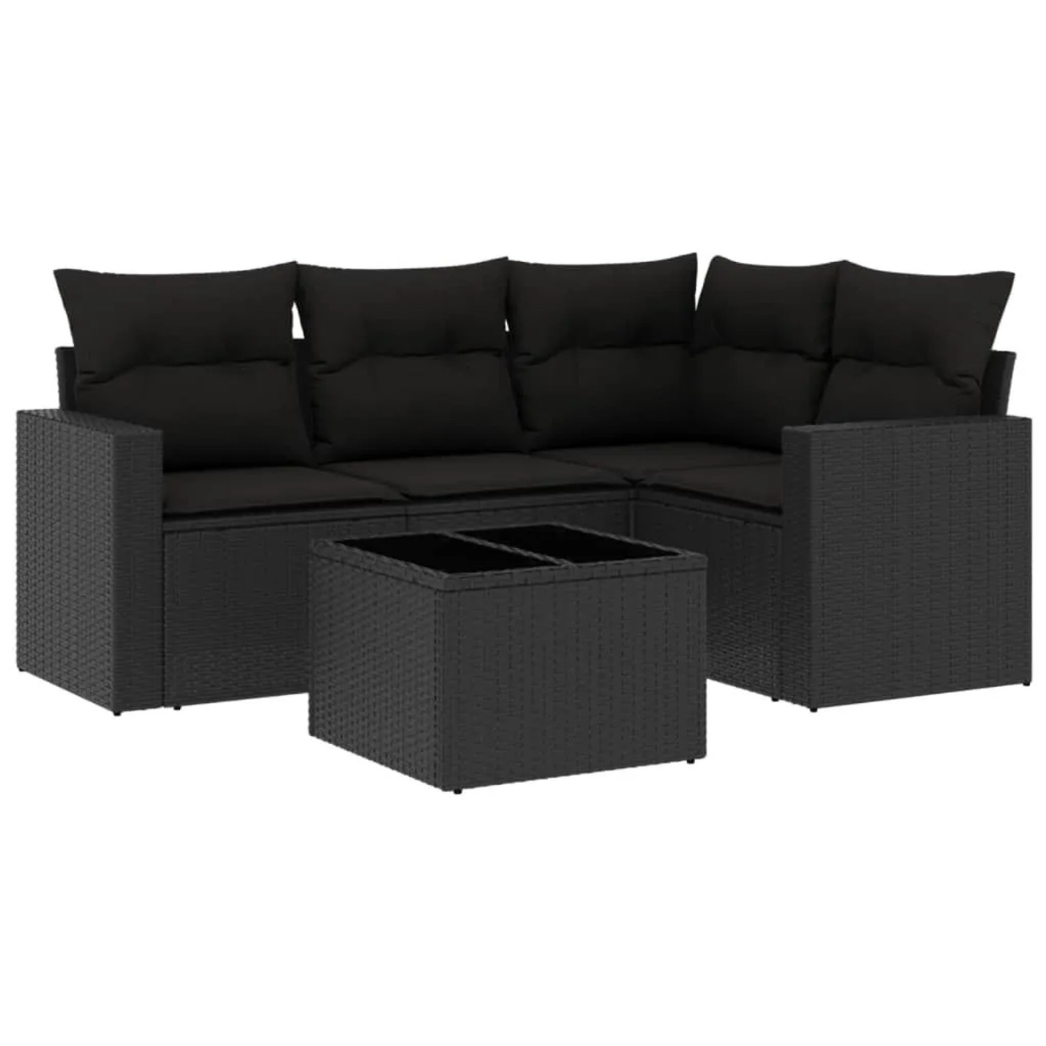 vidaXL 5-Tlg Garten-Sofagarnitur mit Kissen Schwarz Poly Rattan 3251252 günstig online kaufen