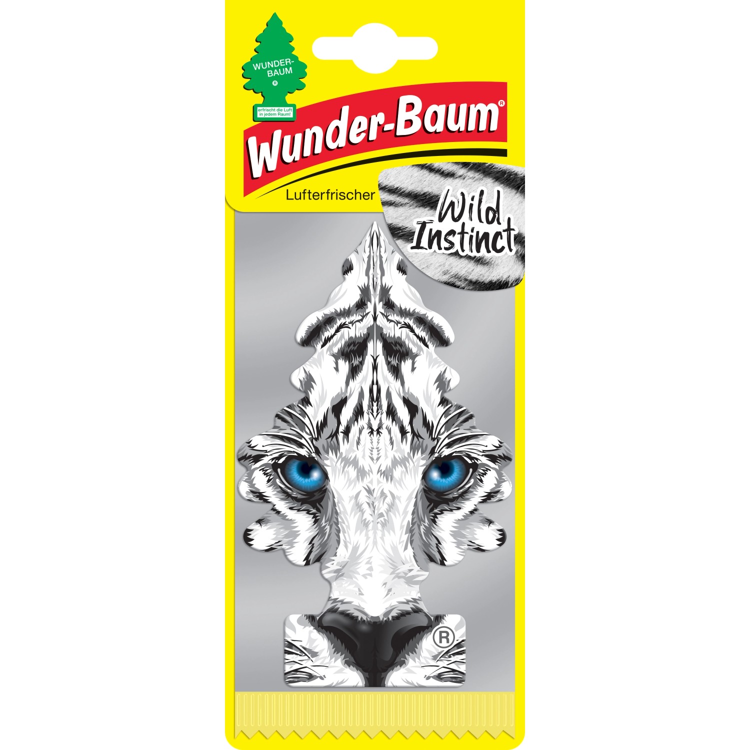 Wunderbaum Wild Instinct Lufterfrischer mit Tiger-Motiv für die Autopflege.