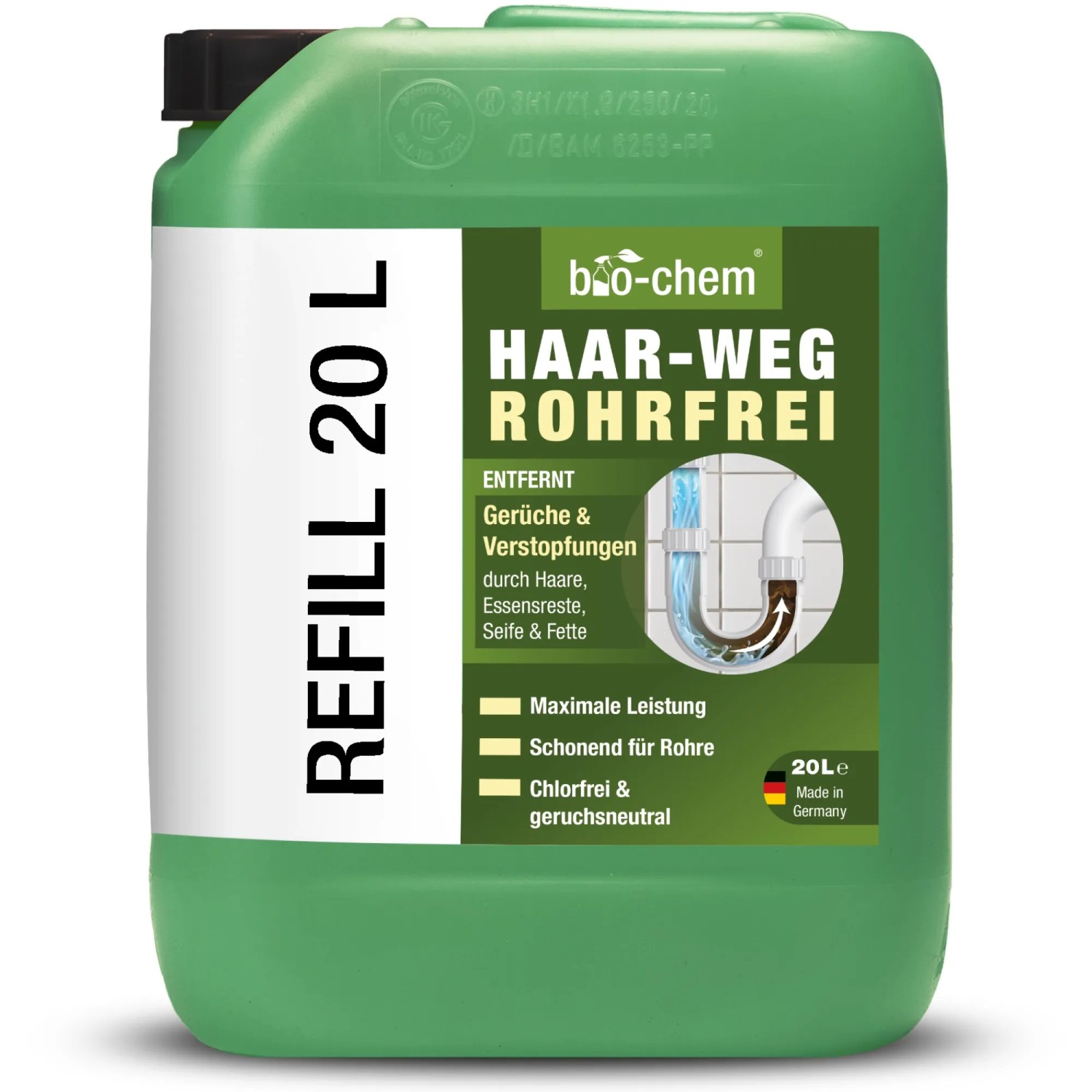 bio-chem Haar-Weg Abflussfrei Rohrreiniger 20, Kanister gegen Verstopfungen und Haare