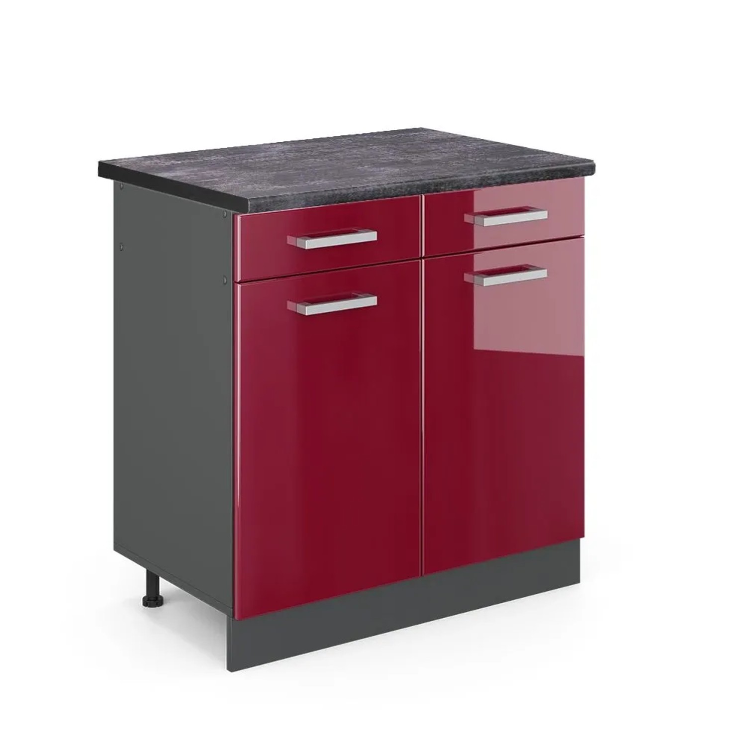 Vicco Küchenunterschrank R-Line Rot Hochglanz 80 x 82 AP Anthrazit Opt3