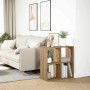 vidaXL Raumteiler-Bücherregal Artisan-Eiche mit 4 offenen Fächern, als Regal neben Sofa im Wohnzimmer.