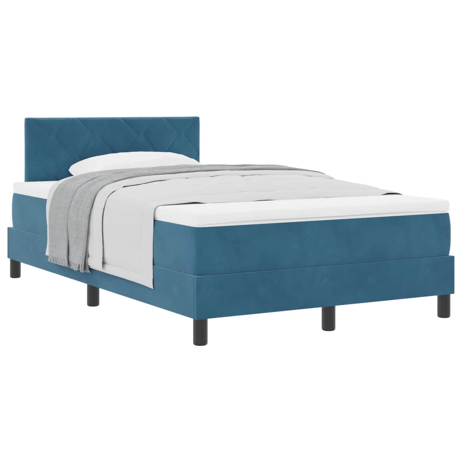 vidaXL Boxspringbett mit Matratze Dunkelblau 120 x 200 cm Samt 3339234