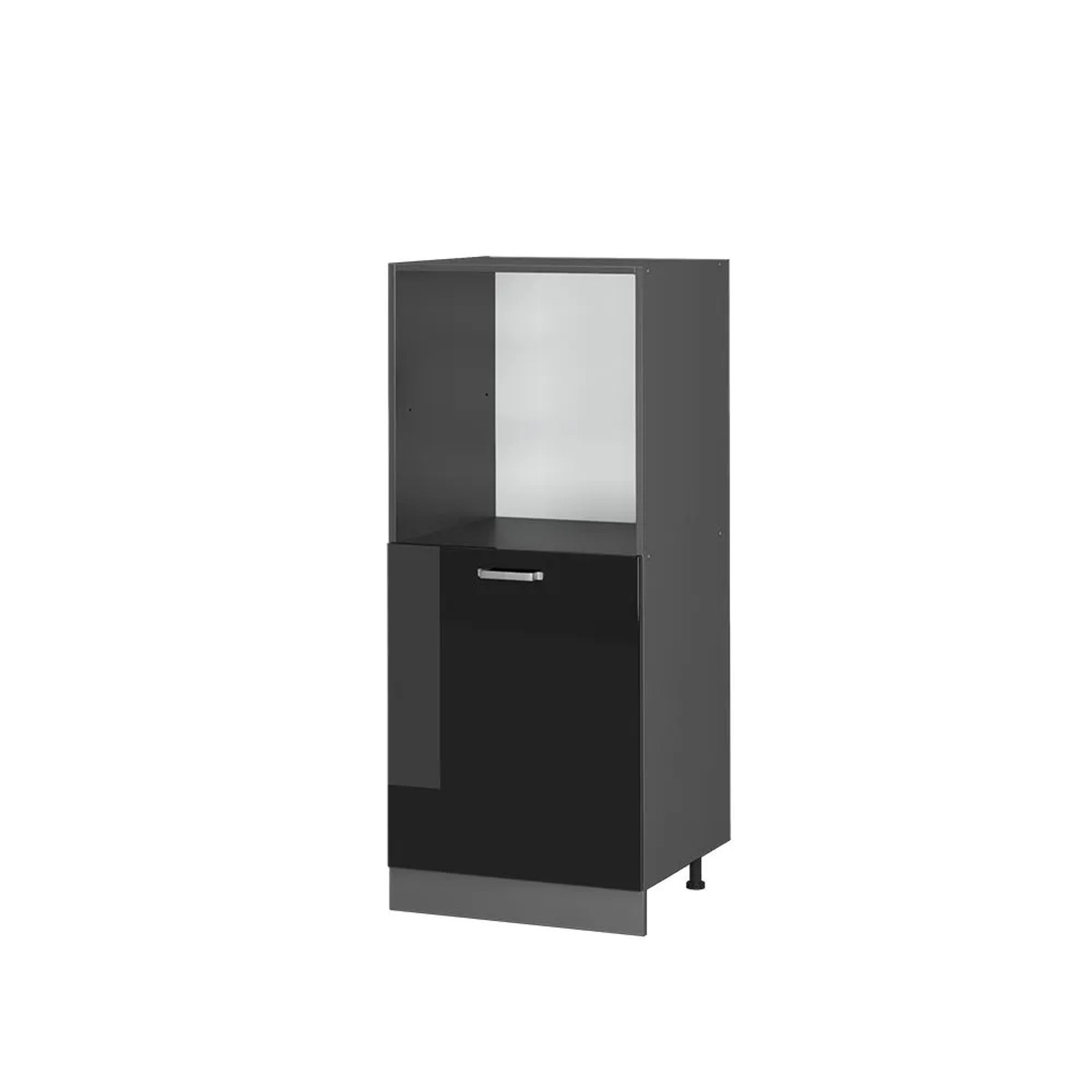 Vicco Herdumbauschrank R-Line Herdschrank Schwarz Hochglanz Anthrazit 60 cm