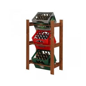 PROREGAL Getränkekistenregal Pinepeak, braunes Kiefernholz für 3 Kisten.