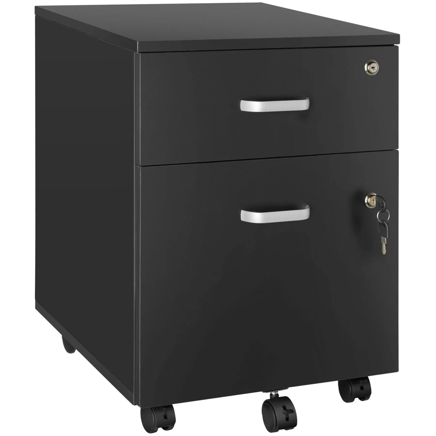 Tectake Rollcontainer Vagur Mit 2 Schubladen Für Dokumente Im A4 Format Abschließbar  Inkl  Ersatzschlüsseln  46 x 40 x 54 50 cm Schwarz