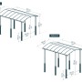 Canopia Carport Arcadia Alpine 5000 Anthrazit, Maße und Optionen A und B dargestellt.