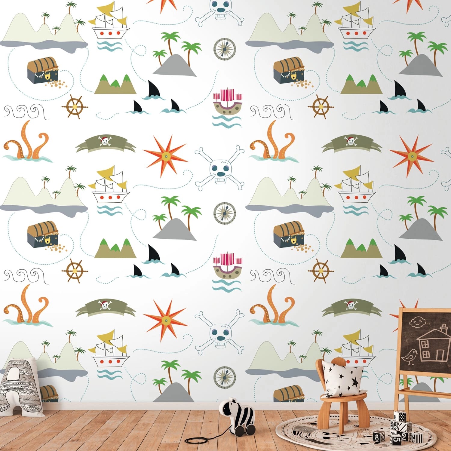 PROFHOME 391921-GU Fototapete Kindertapete Creme Grau Grün Orange 1,59 m x günstig online kaufen