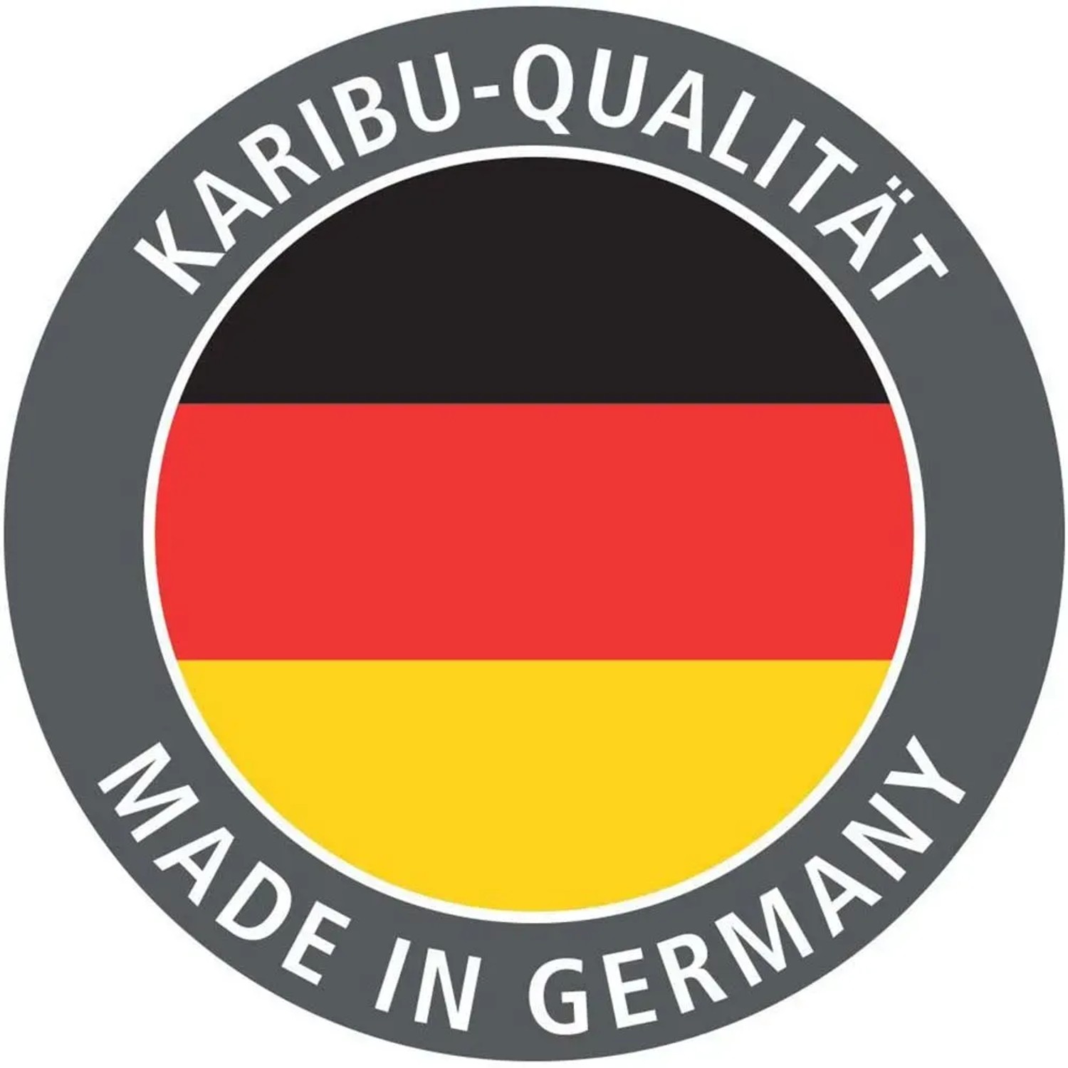 Karibu Qualitätssiegel mit Deutschlandflagge für Gartenhaus Linköbing.