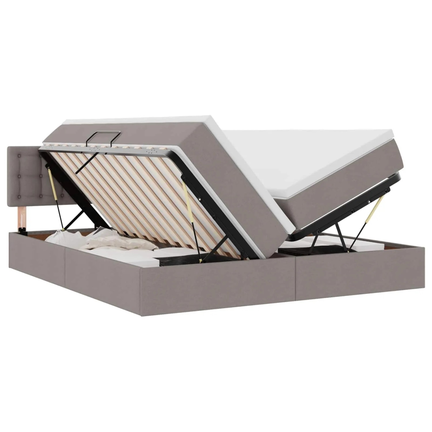 vidaXL Aufbewahrungsbett mit Matratze Taupe 180 x 200 cm Kunstleder 3370952