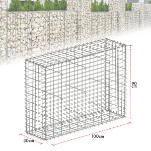 KARAT Gabionenkorb Lenox, 100x90x30cm, verzinkt, als Steinkorb für Zaun oder Sichtschutz im Garten.