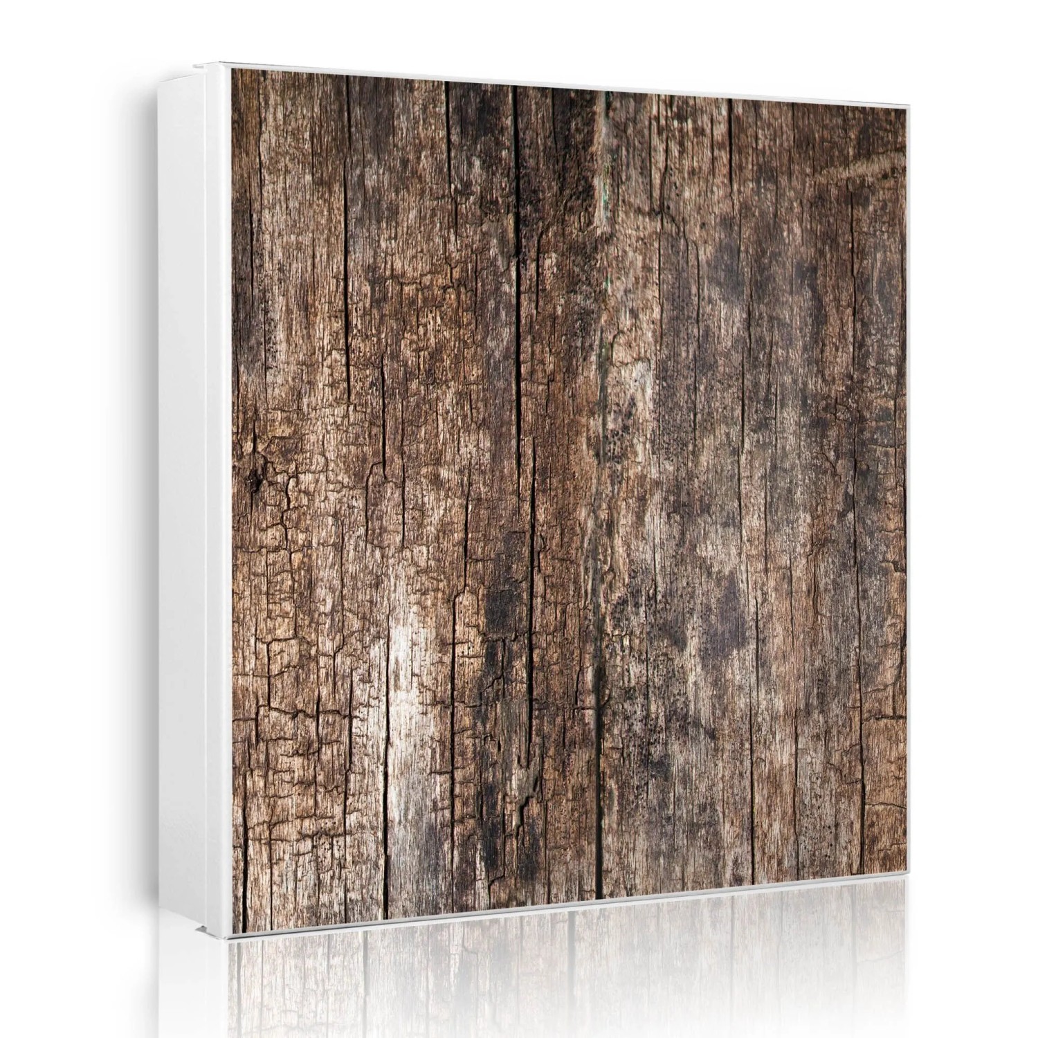 Banjado Großer Schlüsselkasten Metall 30x30cm Weiß Scharnier Links 50 Haken Beschreibbar Magnetisch Motiv Altes Holz